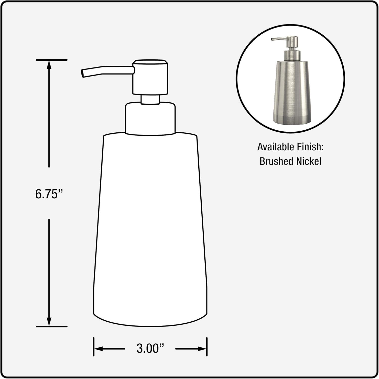 Keeney 11.8 oz. Premium Kitchen or Bathroom Countertop Pump Soap Dispenser, Brushed Nickel