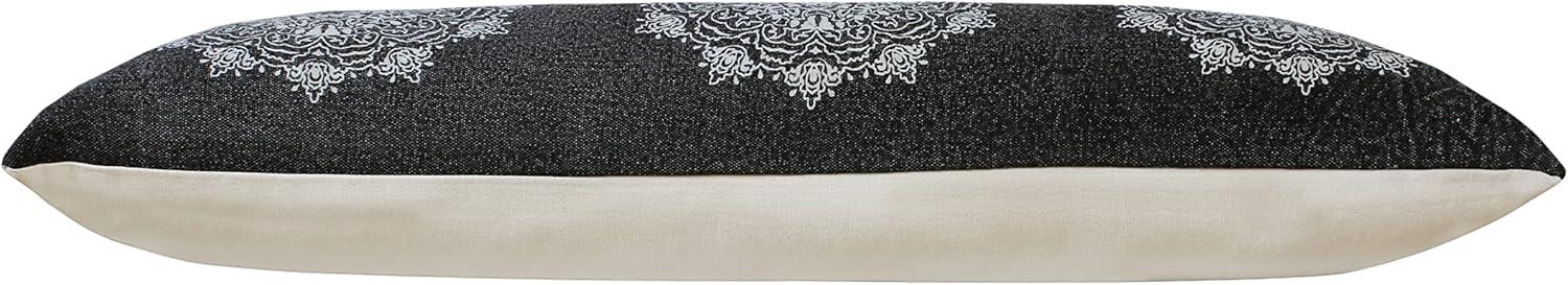 Ox Bay 14" x 36" Hand-Woven Black/ White Medallion Organic Cotton Pillow Cover