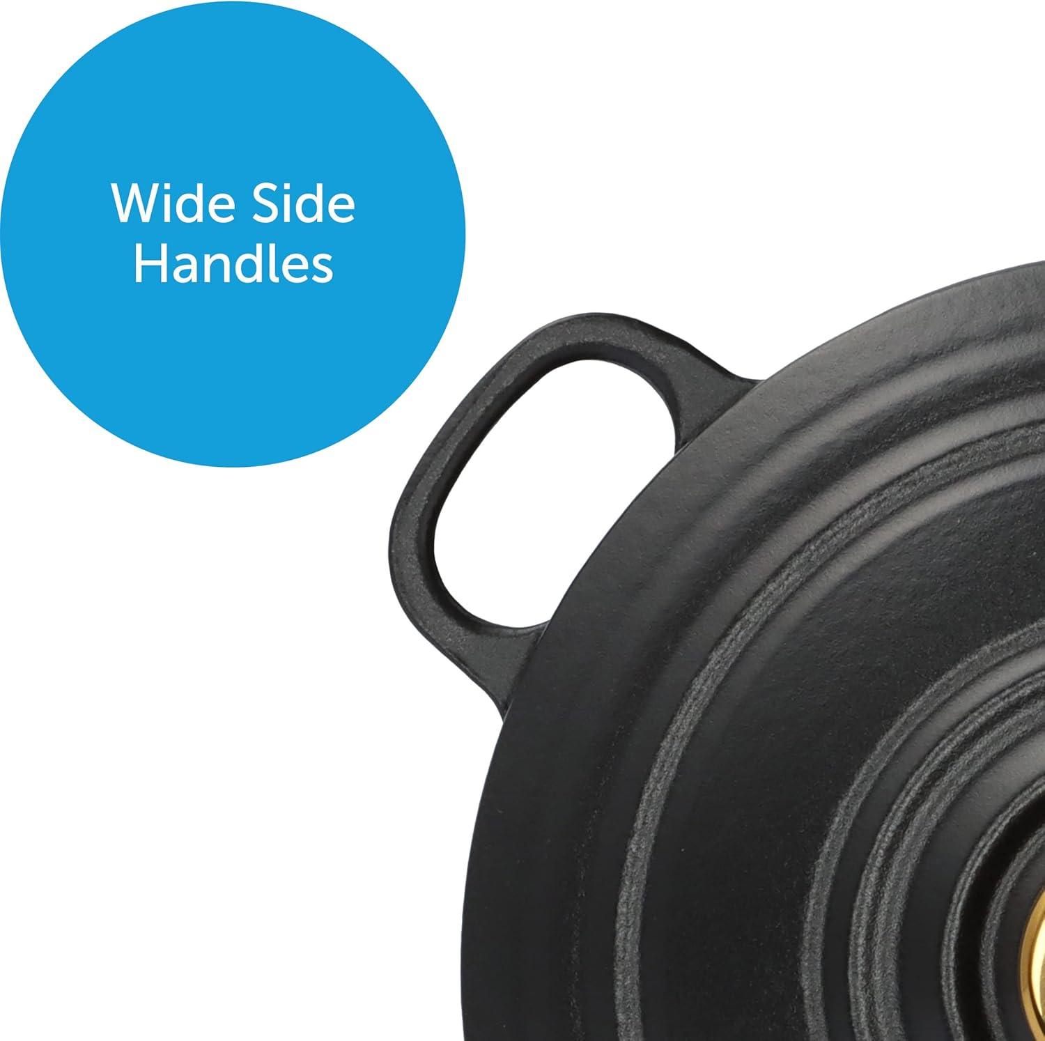 BK Cookware Bourgogne Enameled Cast Iron 7QT Dutch Oven, Pitch Black