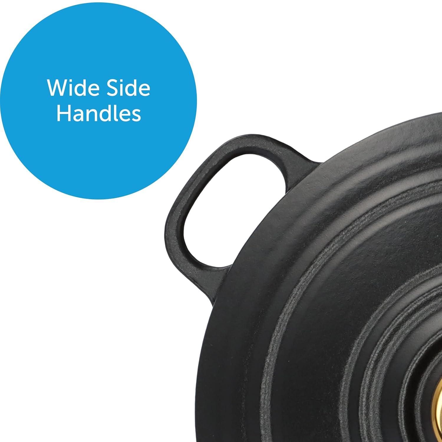 BK Cookware Bourgogne Enameled Cast Iron 7QT Dutch Oven, Pitch Black