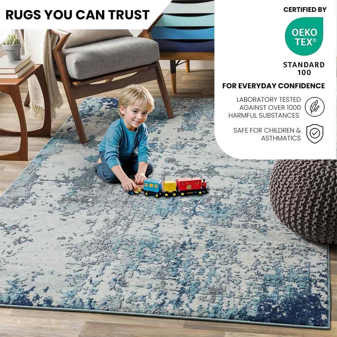 Livabliss Sunderland Modern Abstract Area Rug,5'3" x 7'3",Blue