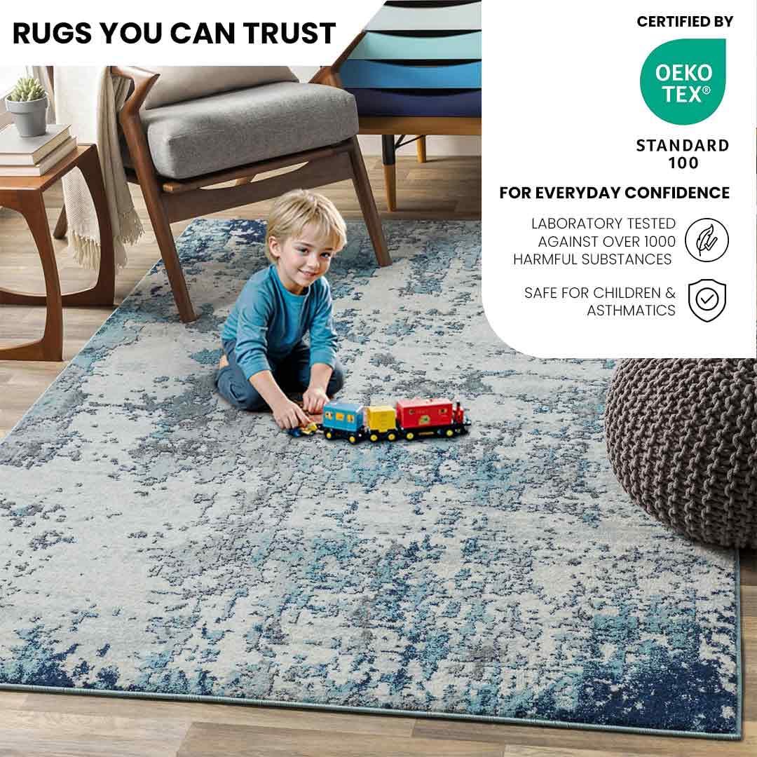 Livabliss Sunderland Modern Abstract Area Rug,5'3" x 7'3",Blue