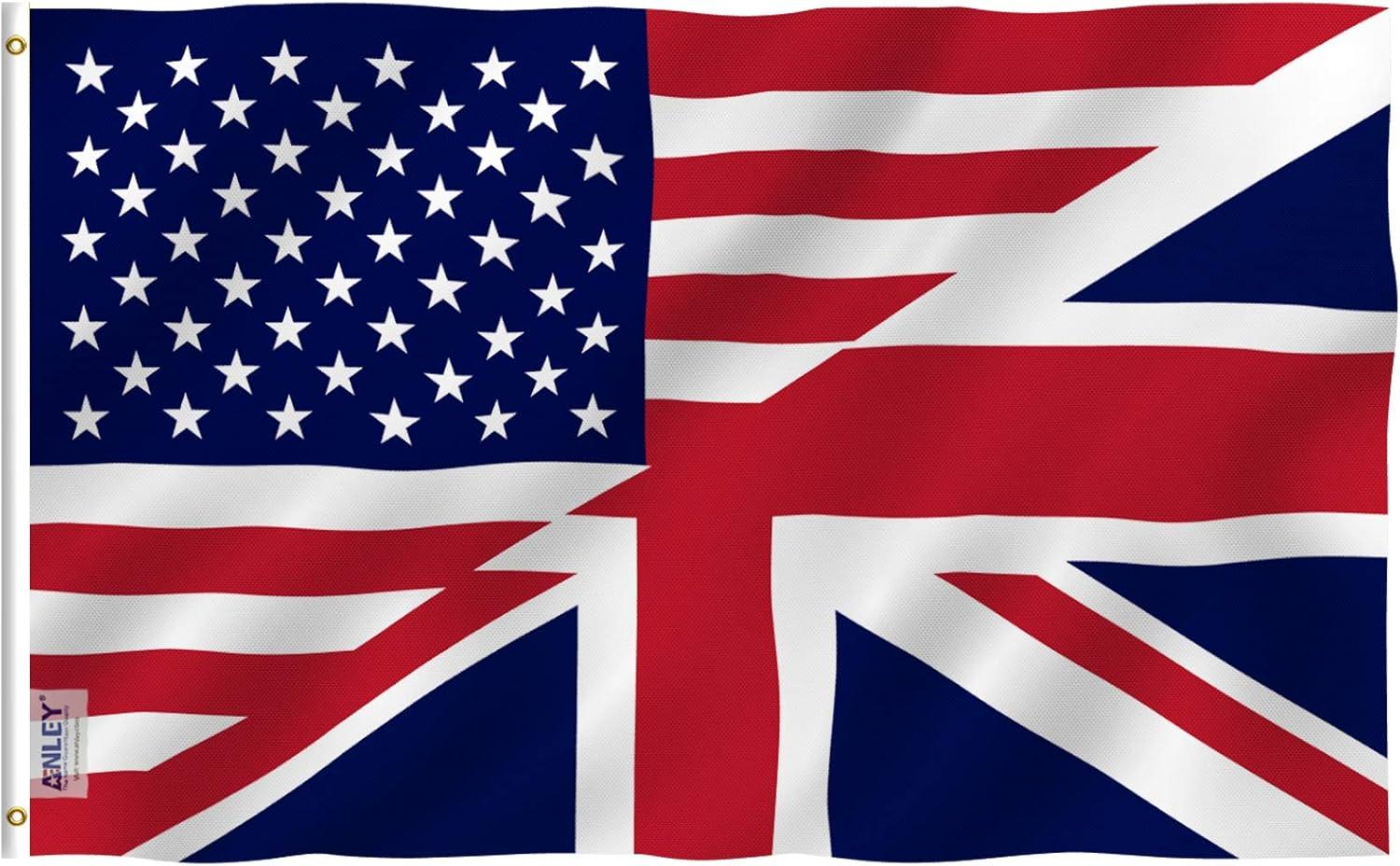 Anley Fly Breeze 3x5 Ft America Britain Friendship Flag - Friendship Forever US UK Flag