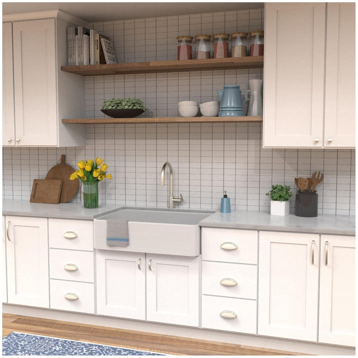 Hickory Hardware Solid Core Kitchen Cabinet Pulls, Luxury Cabinet Handles, Hardware for Doors & Dresser Drawers, 3 Inch Hole Center, Satin Nickel, Veranda Collection(Pack of 10)