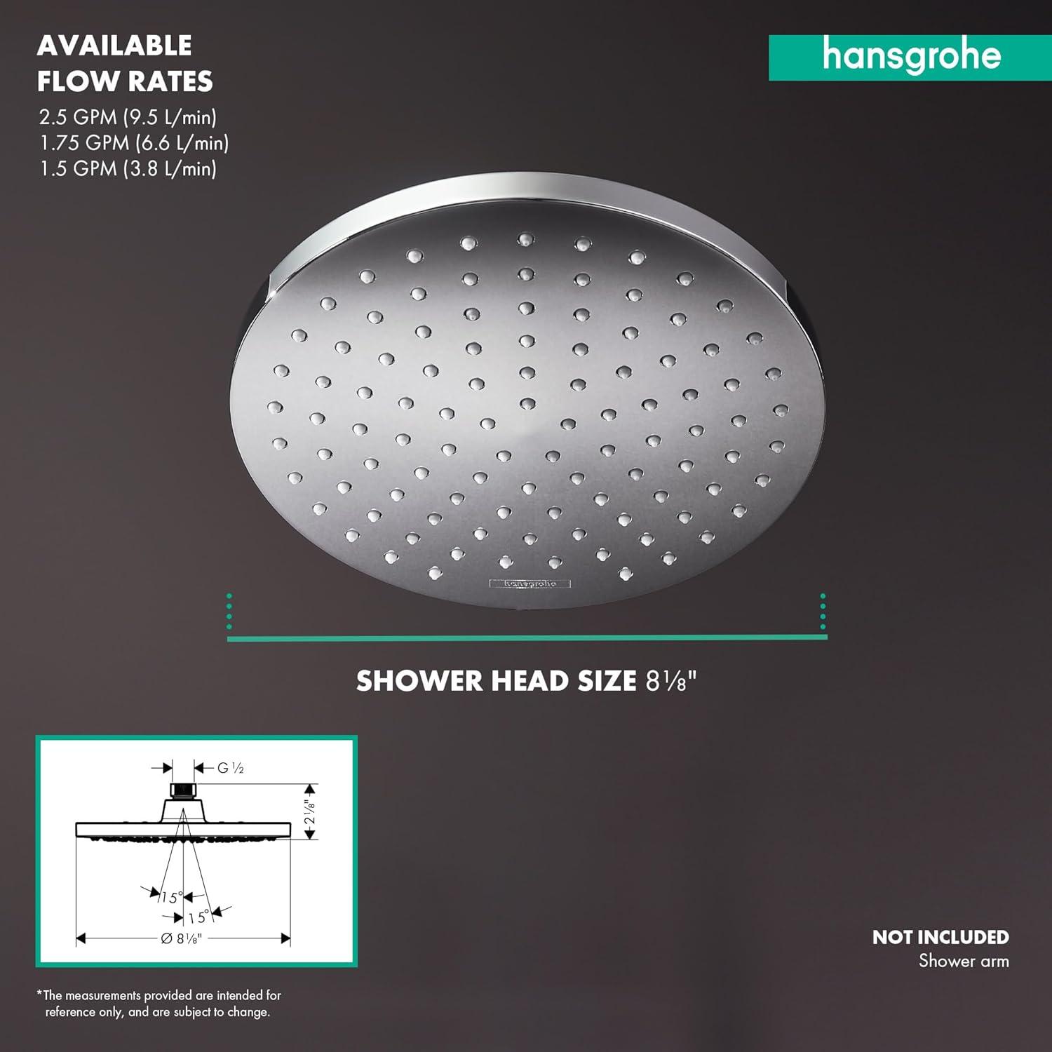 Modern Jet Black 8'' Rain Showerhead with Chrome Filter