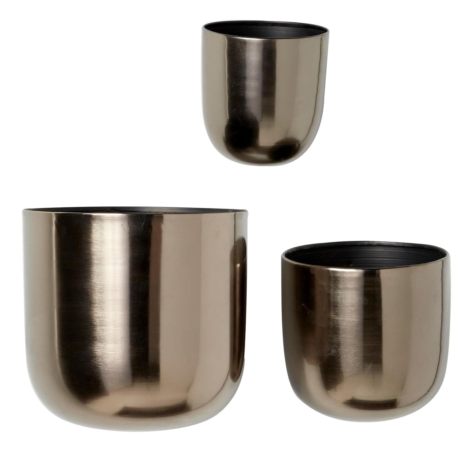 Set of 3 Contemporary Metal Planters in Stands - Olivia & May