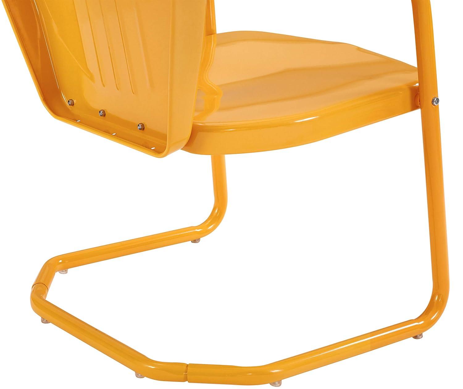 Crosley Furniture Griffith Outdoor Chair, Retro Metal Patio Chairs for Dining, Porch, Deck, Balcony, Tangerine