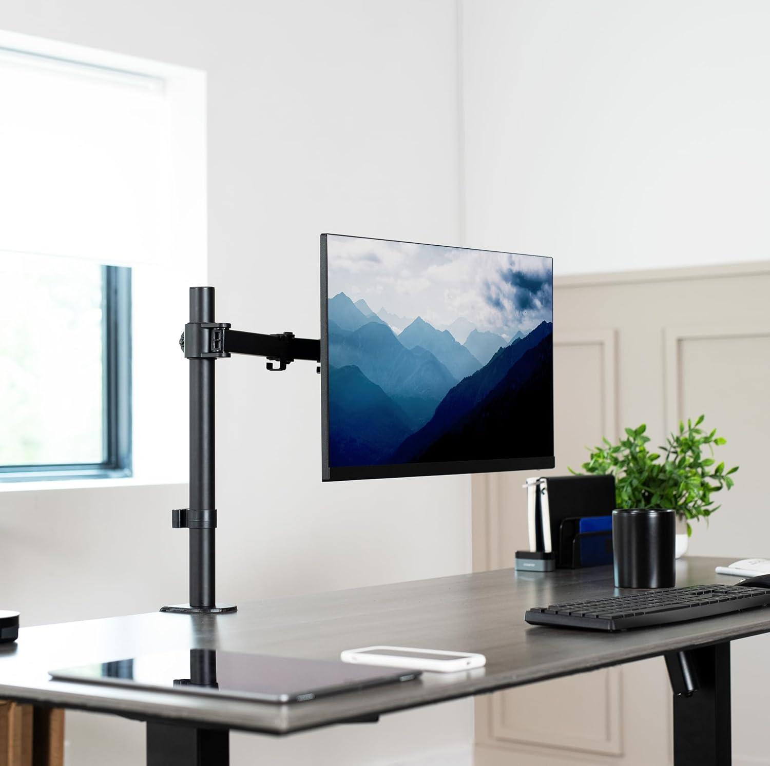 Black Adjustable Aluminum and Steel Desk Mount for 13"-27" Monitors