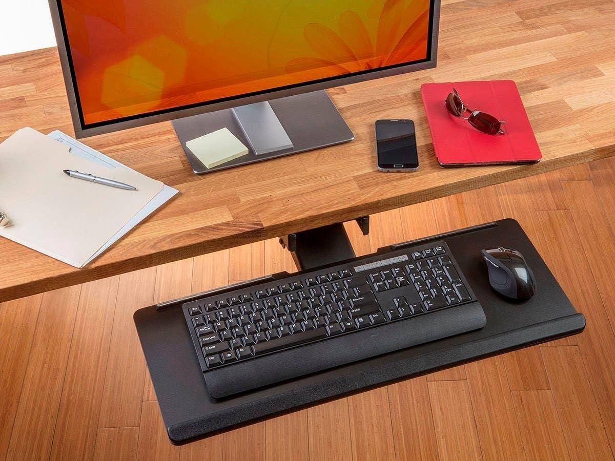 Monoprice Adjustable Ergonomic Keyboard Tray - Black With Full Size Platform - Workstream Collection