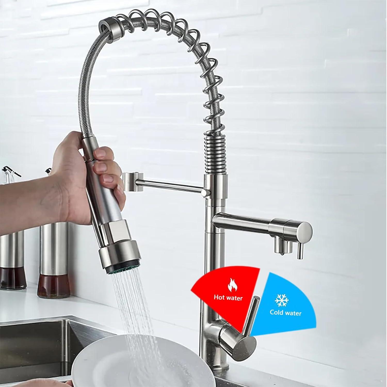 Brushed Nickel Stainless Steel Pull Down Kitchen Faucet