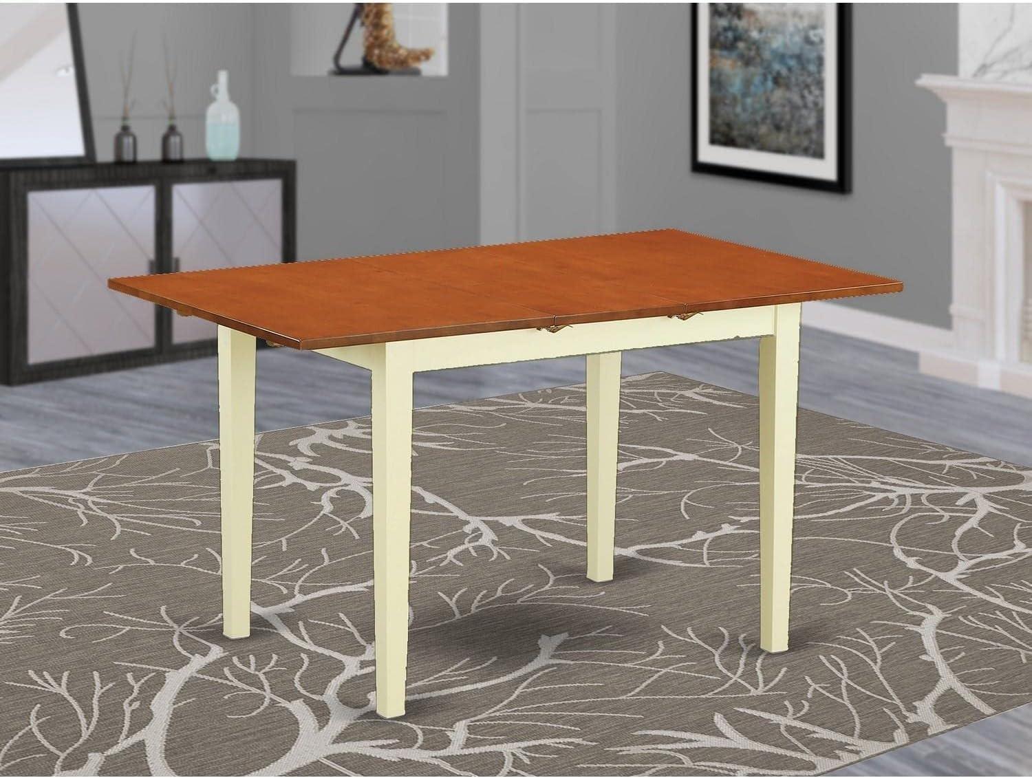 Elegant Cream-Cherry Rectangular Extendable Wood Dining Table