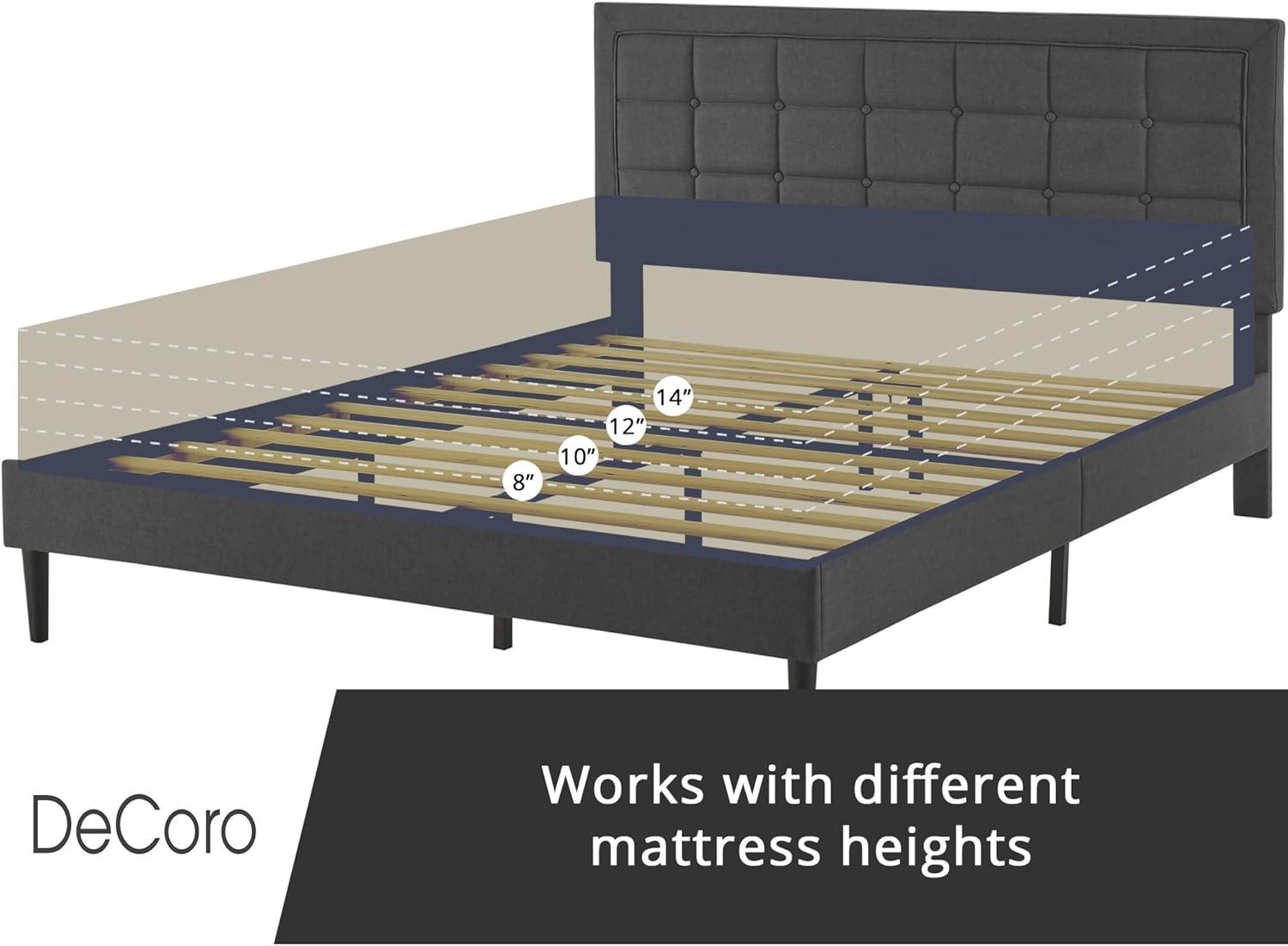 DeCoro Home DeCoro Mornington Upholstered Platform Bed Frame and Headboard