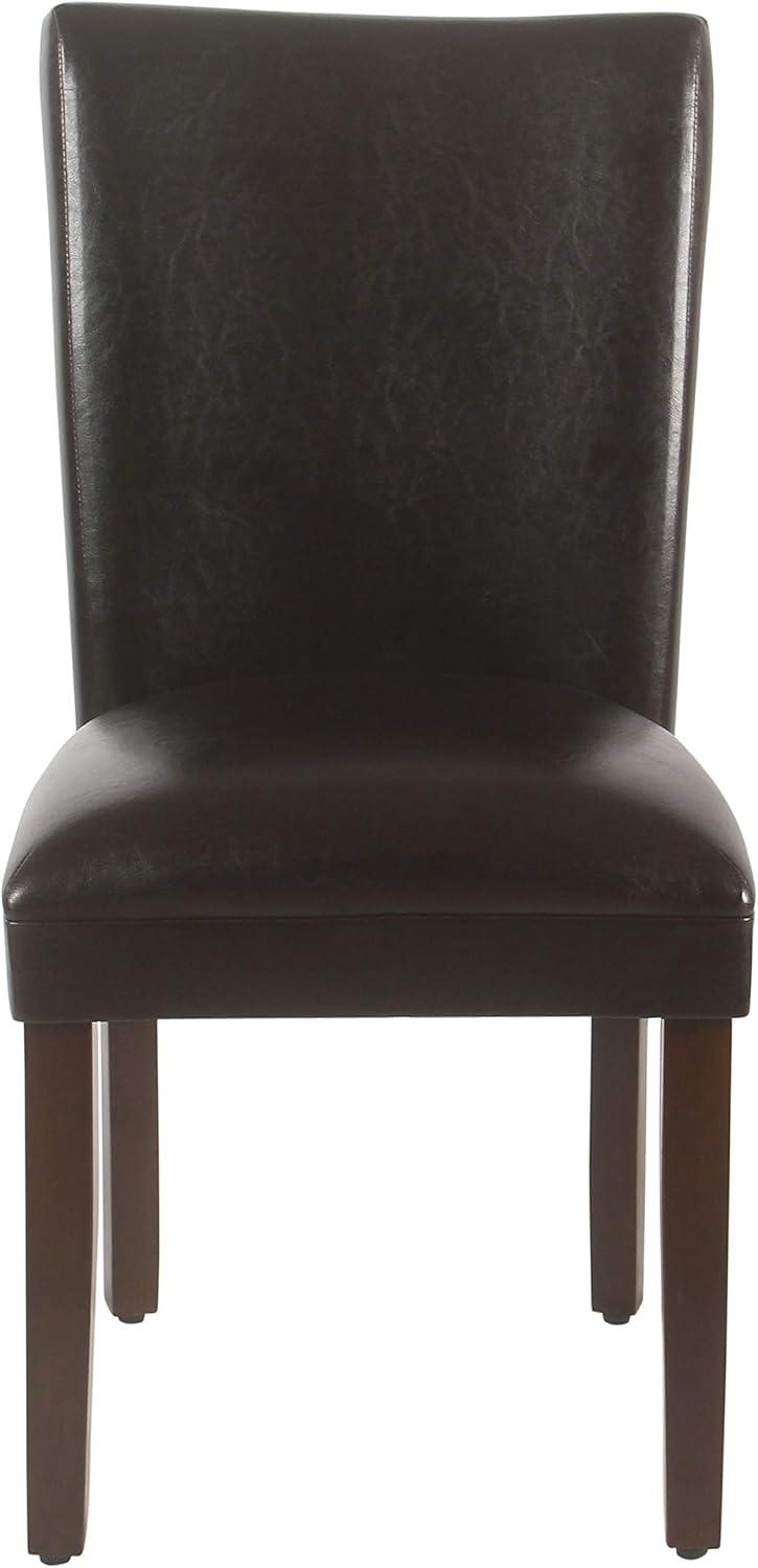 Modern Brown Faux Leather Parsons Side Chair with Wood Legs