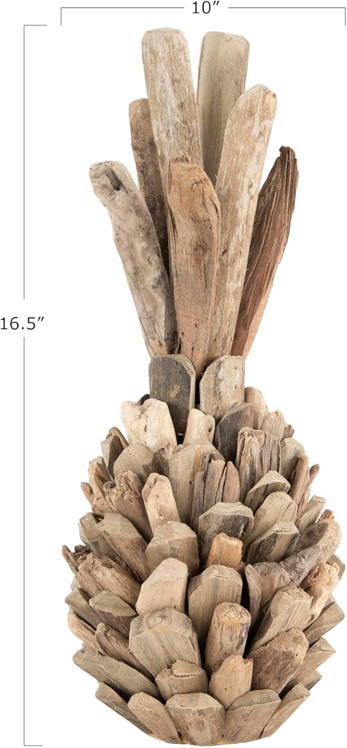 Driftwood Pineapple Decorative Sculpture (7.75"x16.5") - Storied Home: Unique Bohemian Style, Indoor Summer Accent