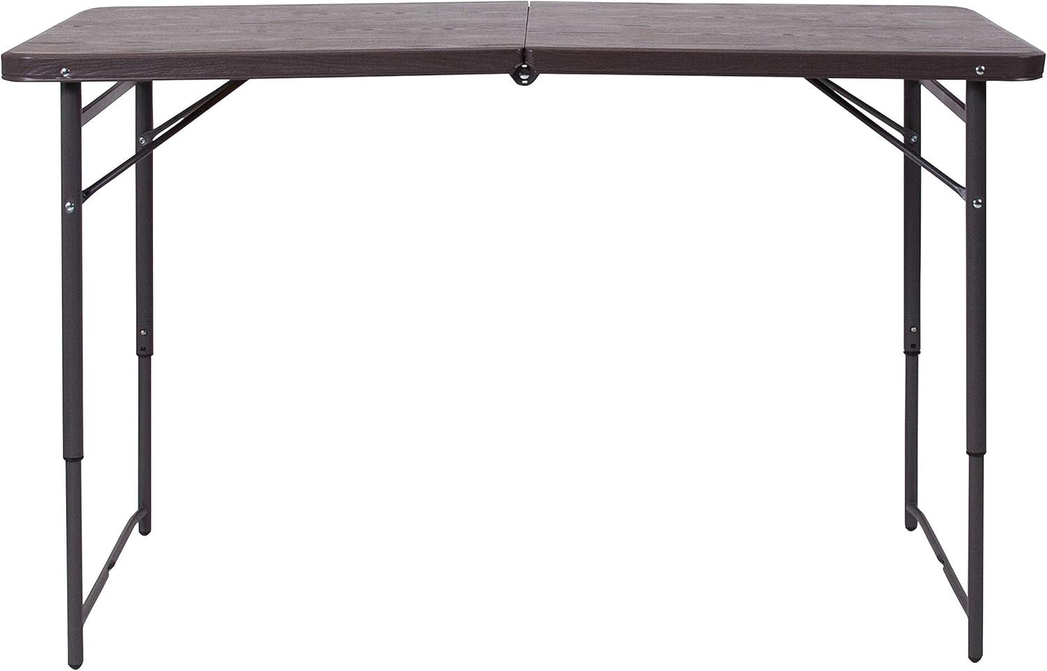 Noah 48.25" Plastic Rectangular Adjustable Fold-in-Half Table with Handle