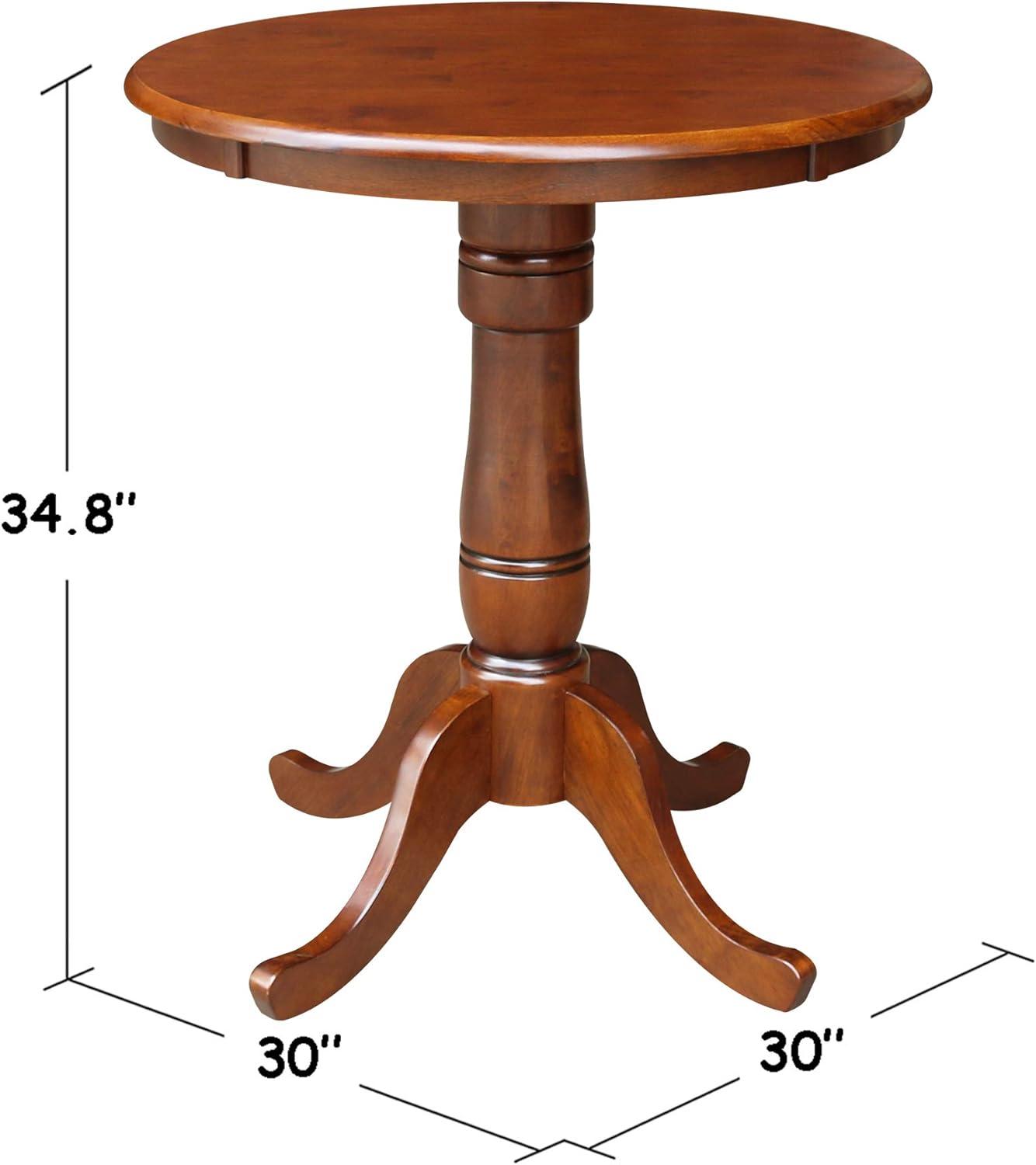 Espresso Round Wood Pedestal Counter Height Dining Table