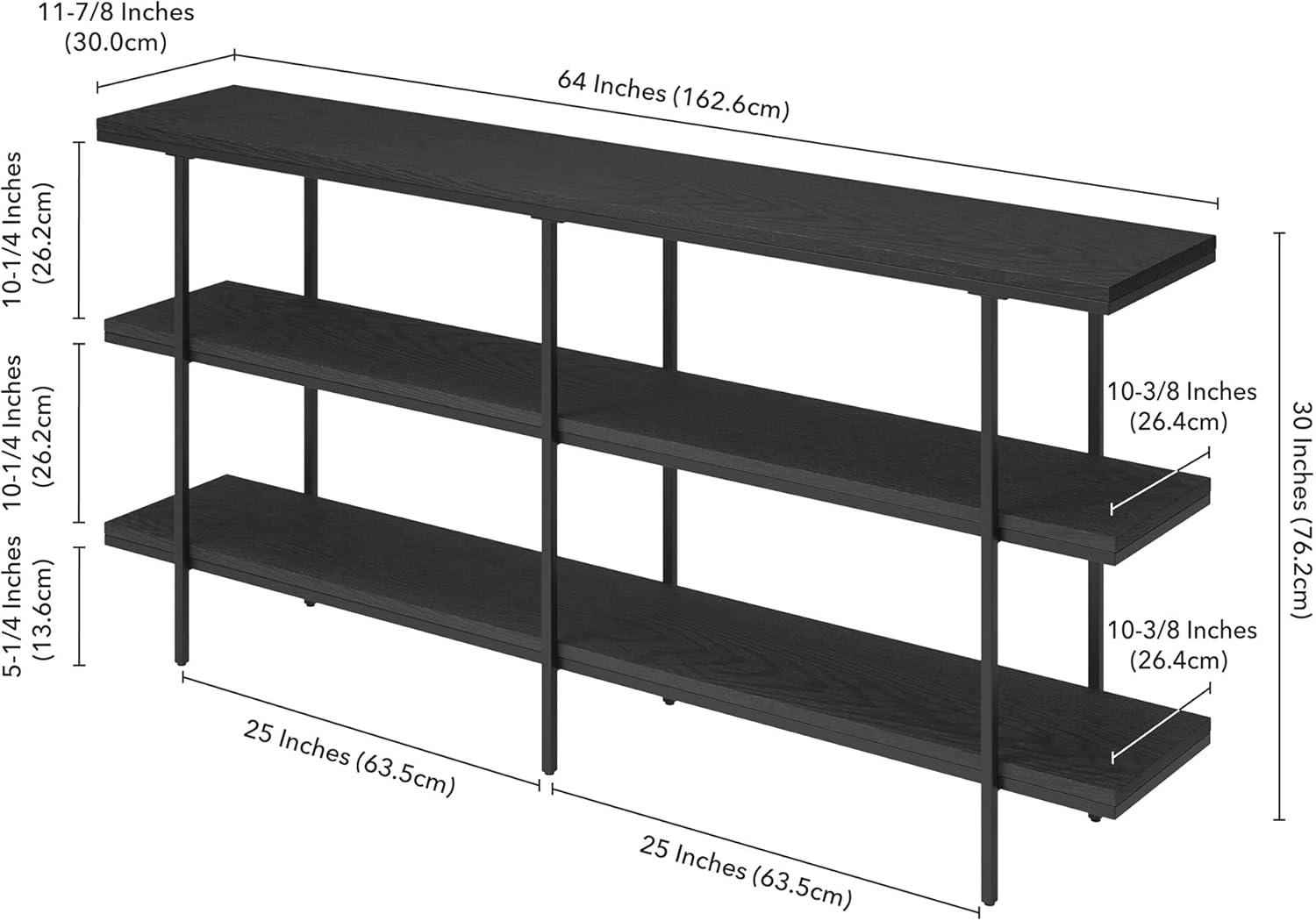 Harper 64'' Black Grain Console Table with Storage