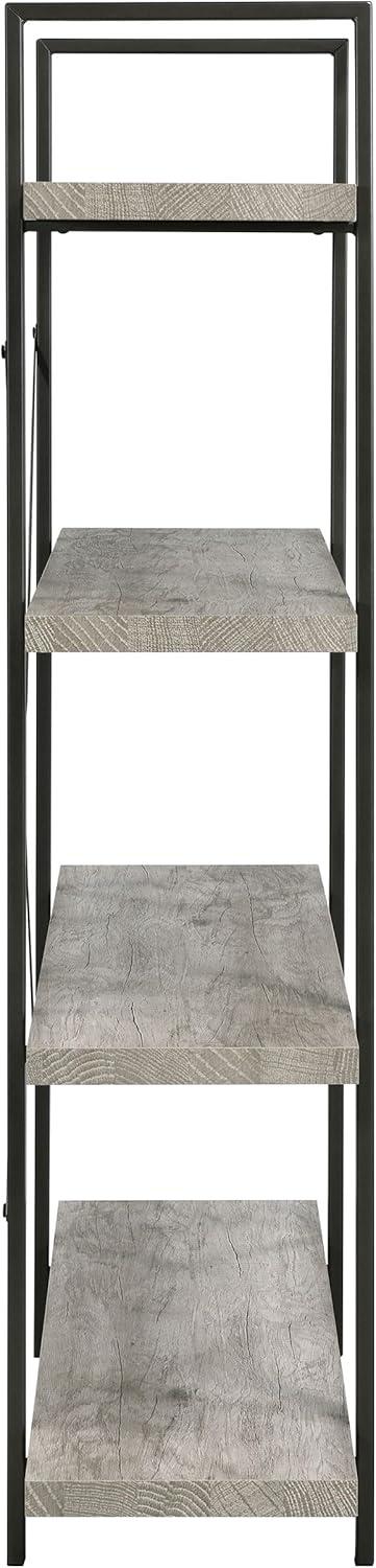 55" Cole 4 Shelf Bookcase with Frame Gray Driftwood/Gunmetal - Coaster