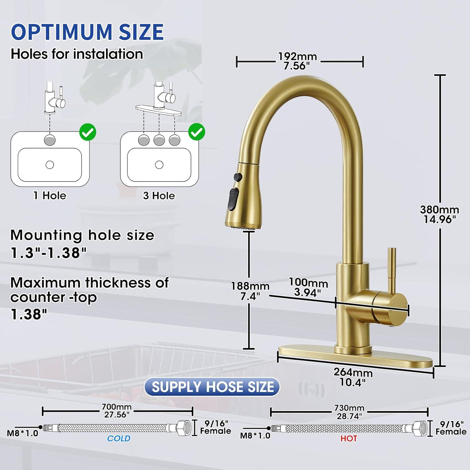 GAGALIFE Single Handle Pull Down Sprayer Kitchen Faucet High Arc Stainless Steel Faucet with 3-Function Sprayer JJL-CL-PT-SDP-G