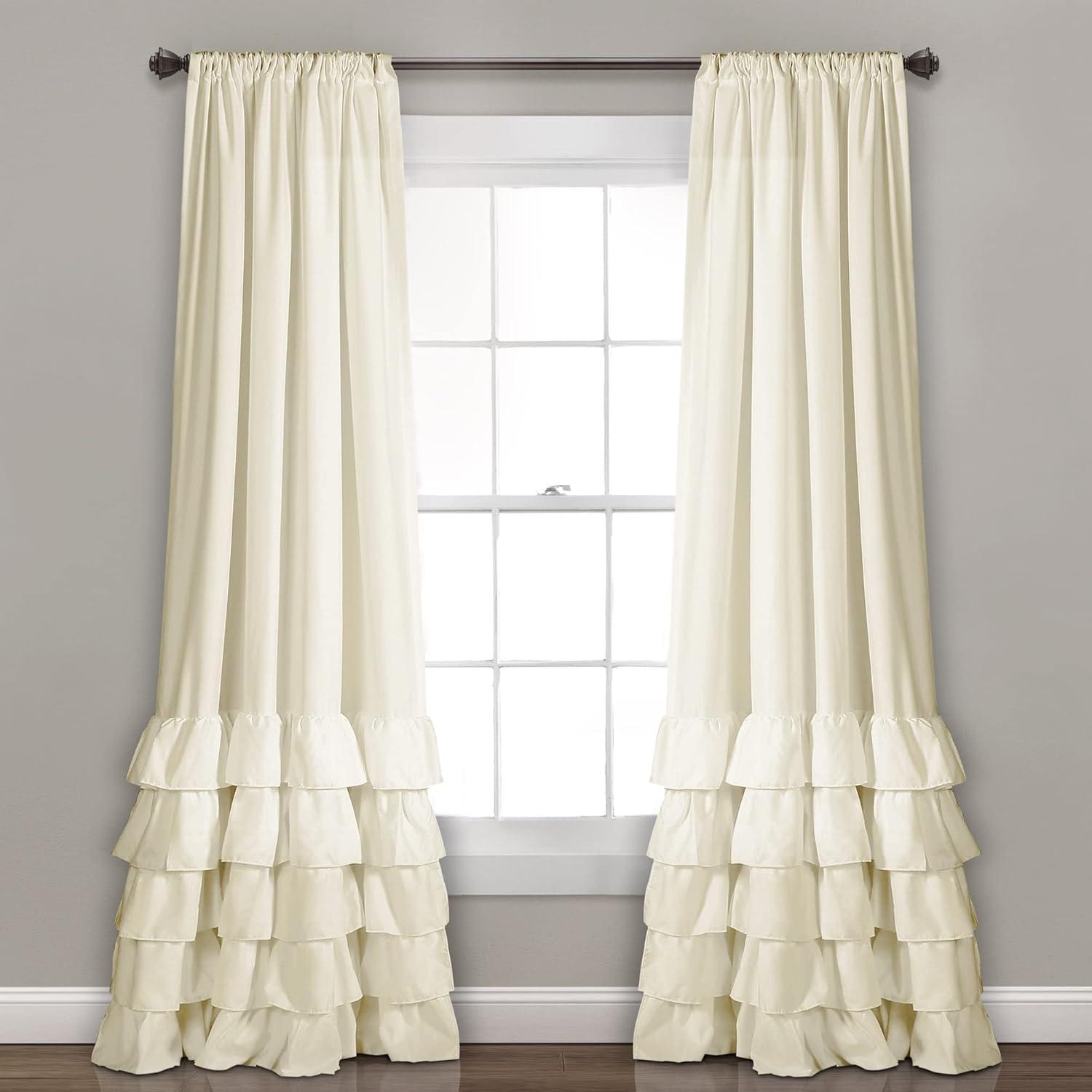 Lush Decor Allison Ruffle Polyester Semi Sheer Curtain Pair (Set of 2)