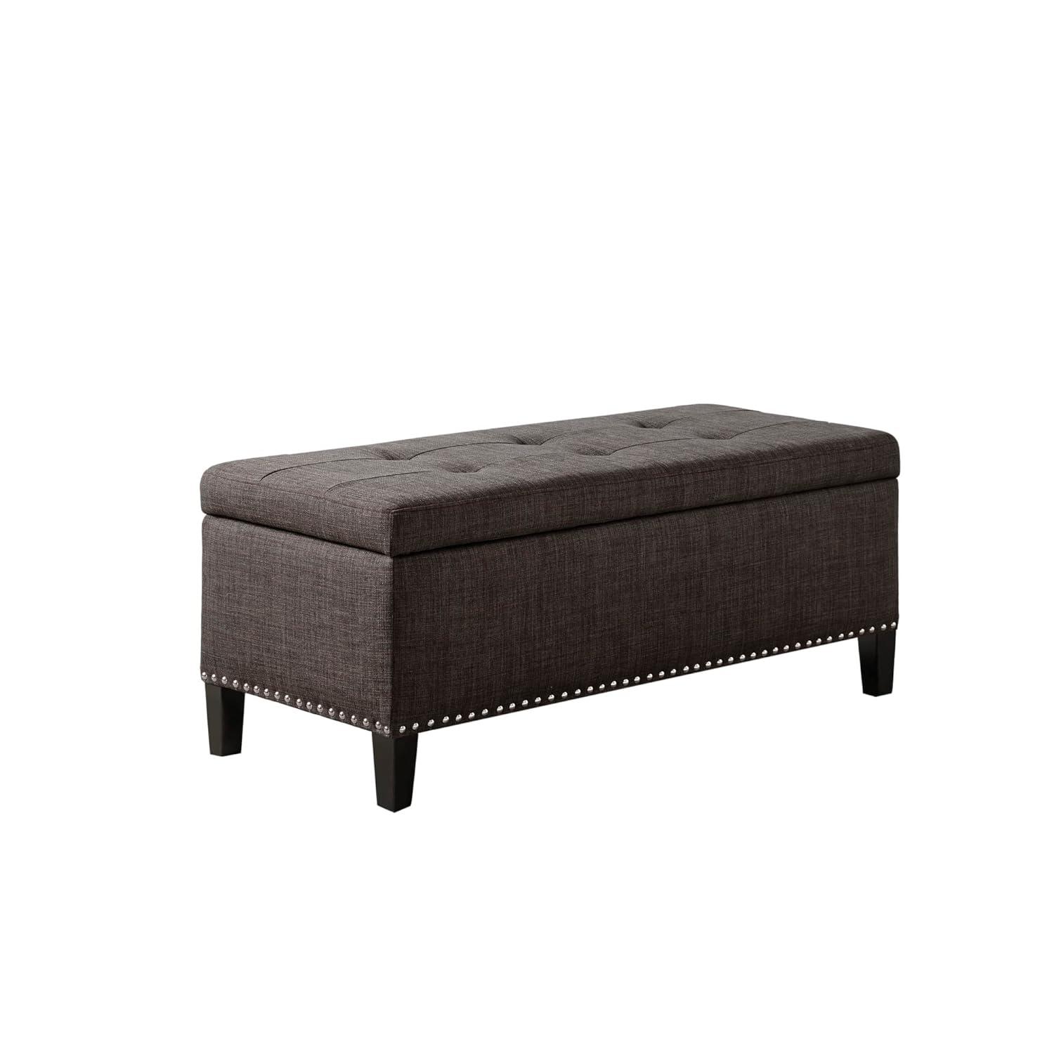 Wildon Home® Dark Gray Solid + Manufactured wood + 100% Polyester Bench