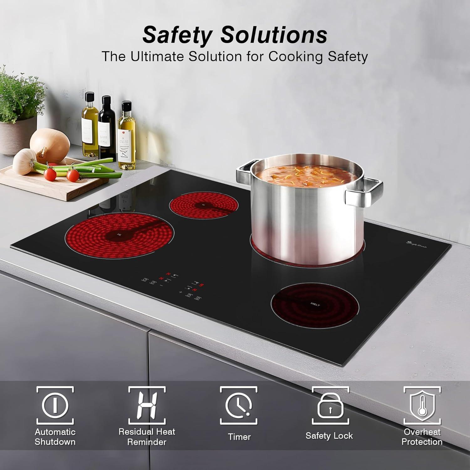 30-Inch Black Ceramic Electric Cooktop with Touch Control