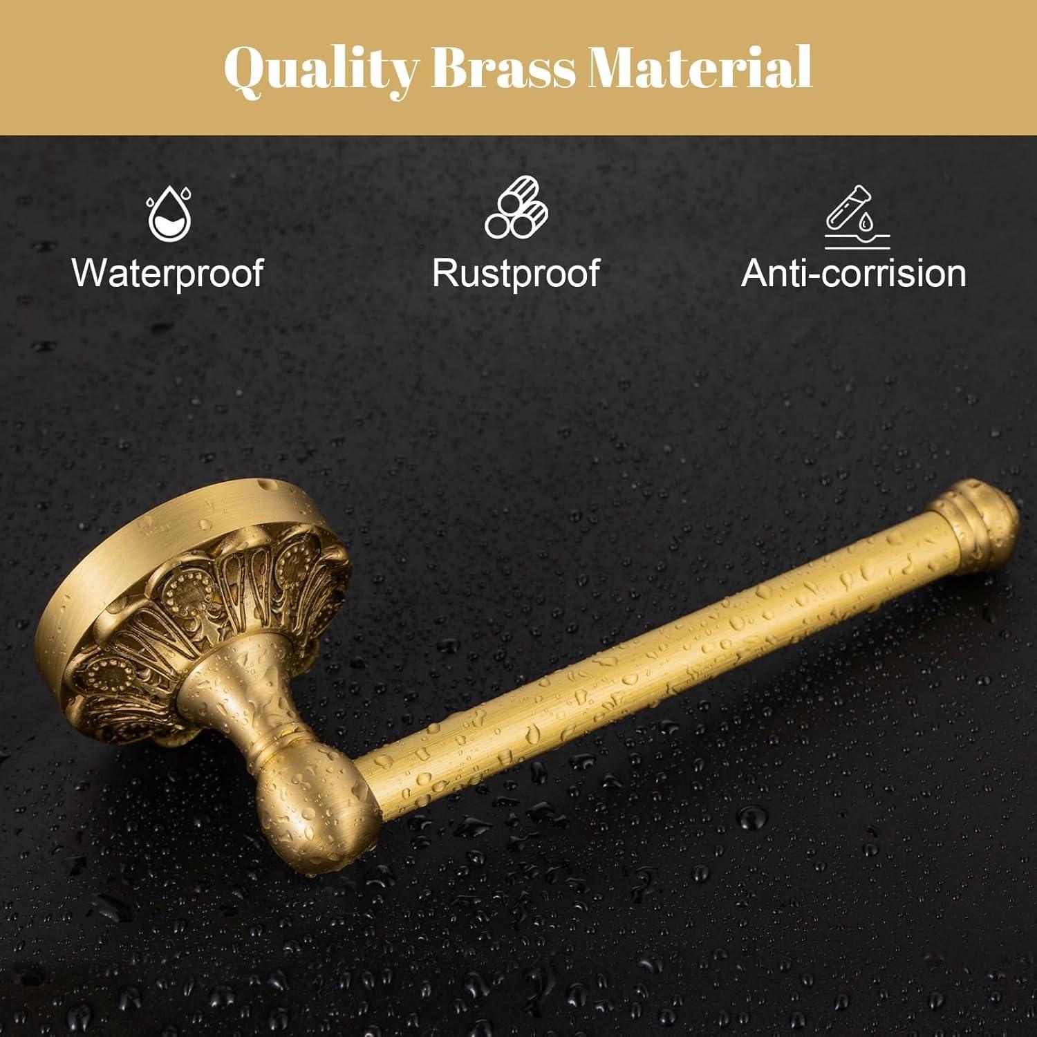 Lucyound Antique Brass Toilet Paper Holder, Bathroom Tissue Roll Holder Wall Mount, Vintage Gold Decorative Bathroom Accessories, Petal-Relief Series C3