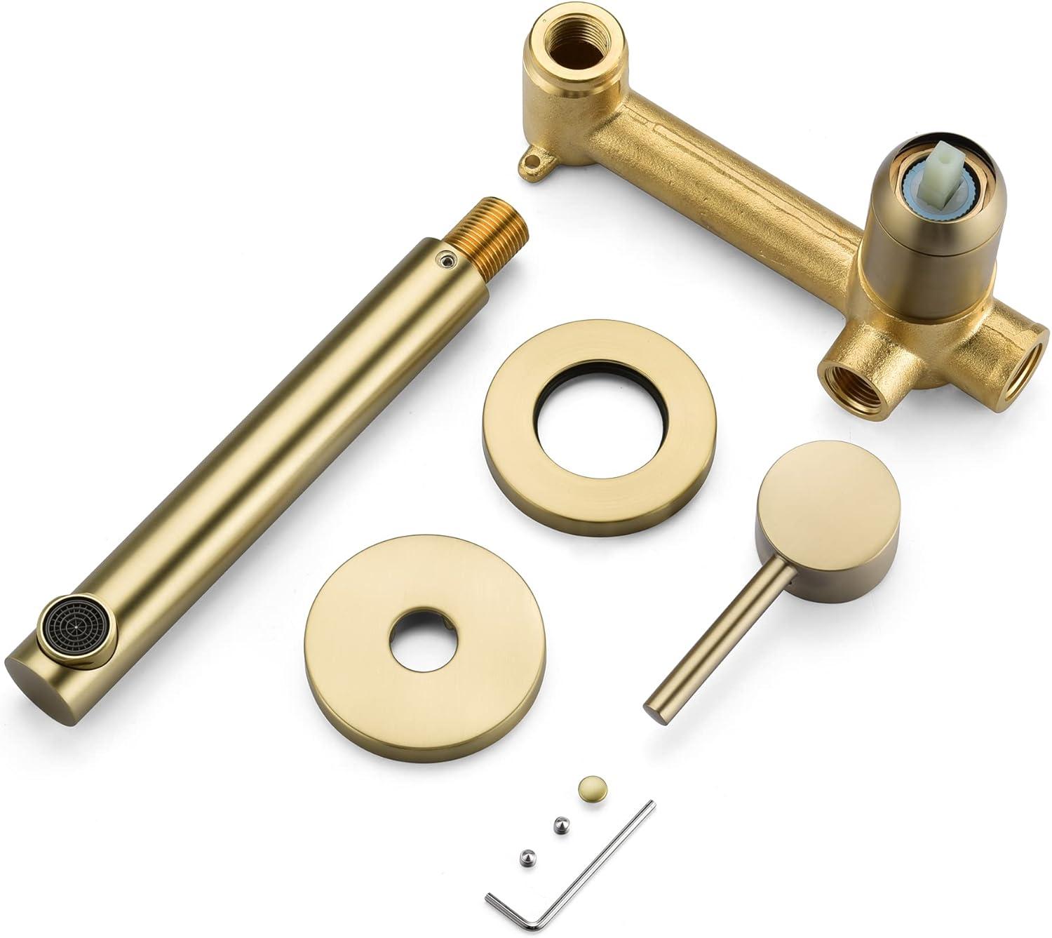 Bathroom Sink Faucet, Ssingle Handle Wall Mount Lavatory Faucet, Bathroom Vanity Faucet With Brass Rough-in Valve