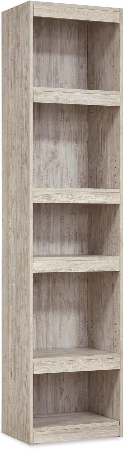 Adjustable White Wood Transitional Bookcase with Cubes