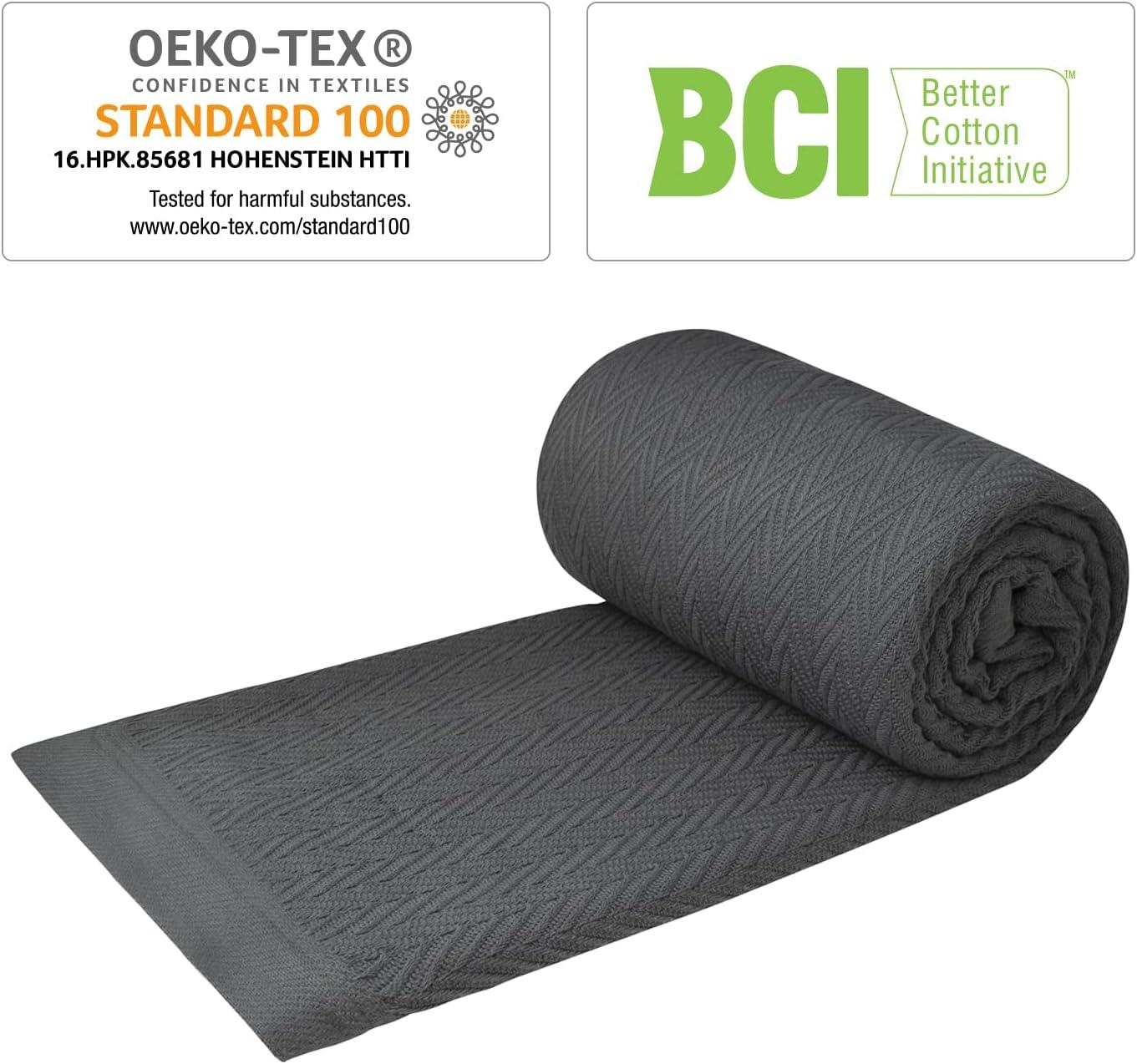 Charcoal Gray Organic Cotton Queen Size Throw Blanket