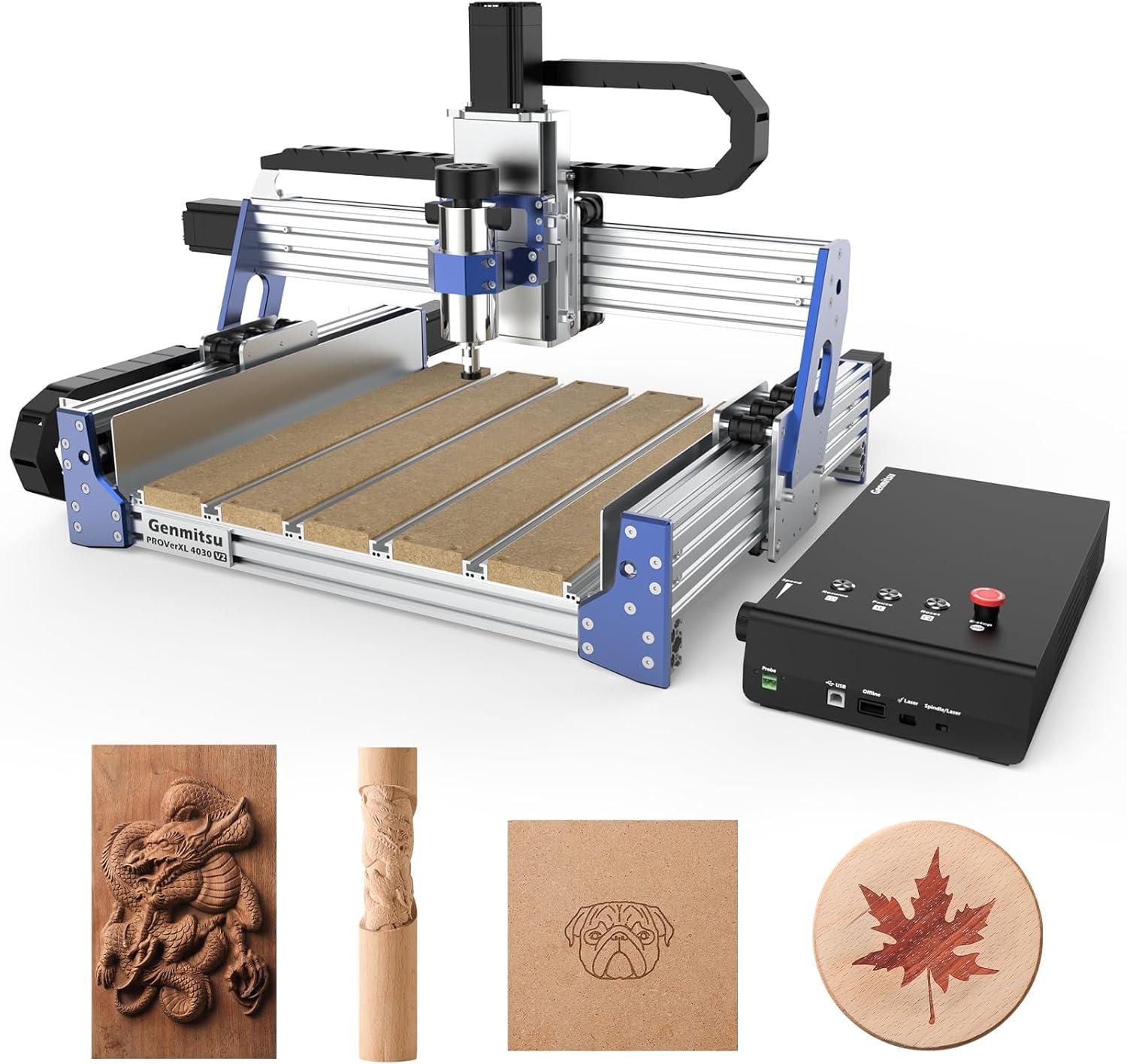 Genmitsu CNC Router Machine PROVerXL 4030 V2, Fast Speed for Wood Metal Acrylic PCB MDF, Upgrade 3 Axis Engraving Machine with Closed-Loop Motor and Ball Screw