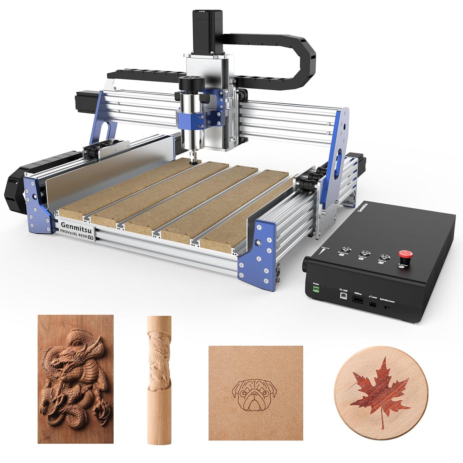 Genmitsu CNC Router Machine PROVerXL 4030 V2, Fast Speed for Wood Metal Acrylic PCB MDF, Upgrade 3 Axis Engraving Machine with Closed-Loop Motor and Ball Screw