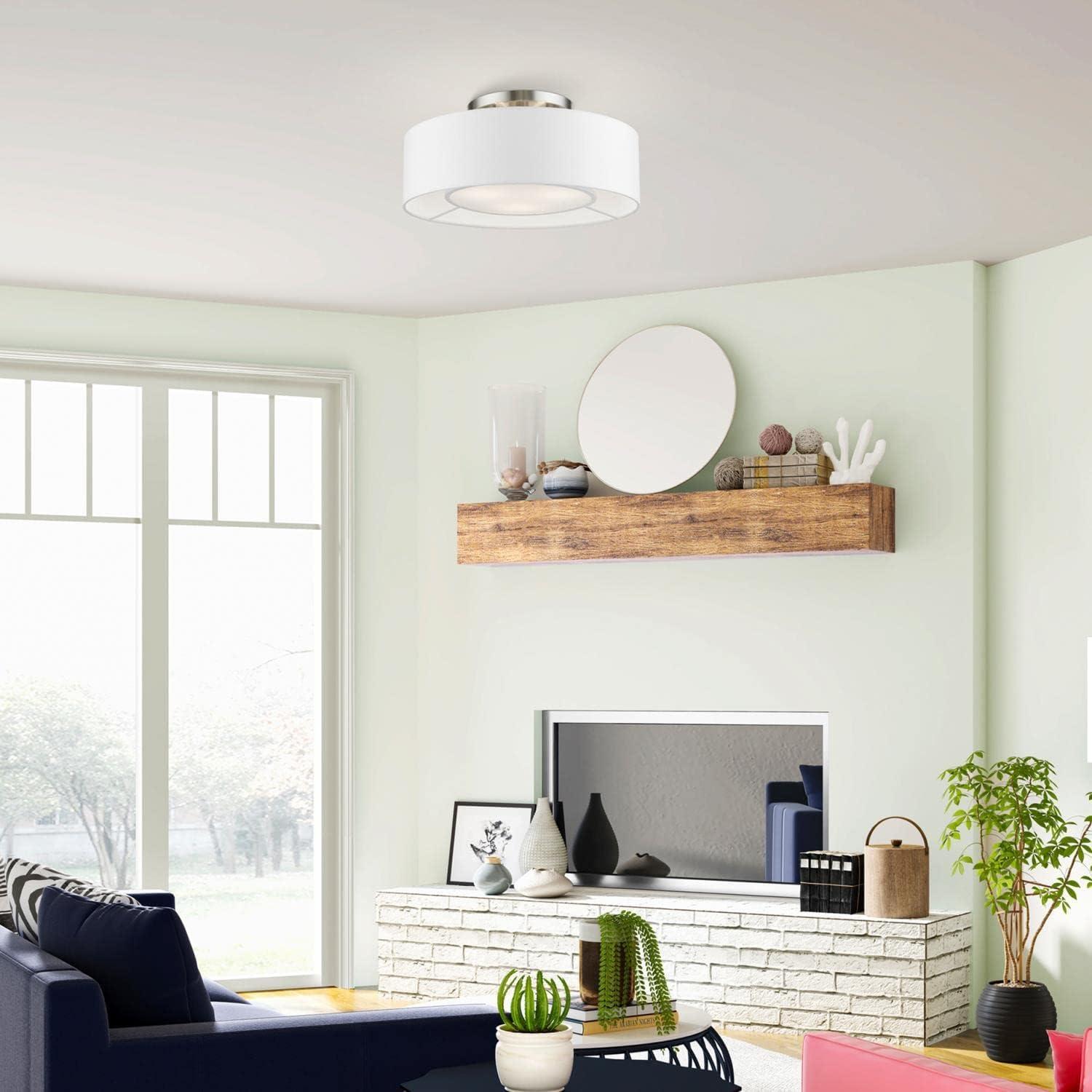 Livex Lighting Gilmore 3 - Light Semi-Flush Mount in  Brushed Nickel/Shiny White
