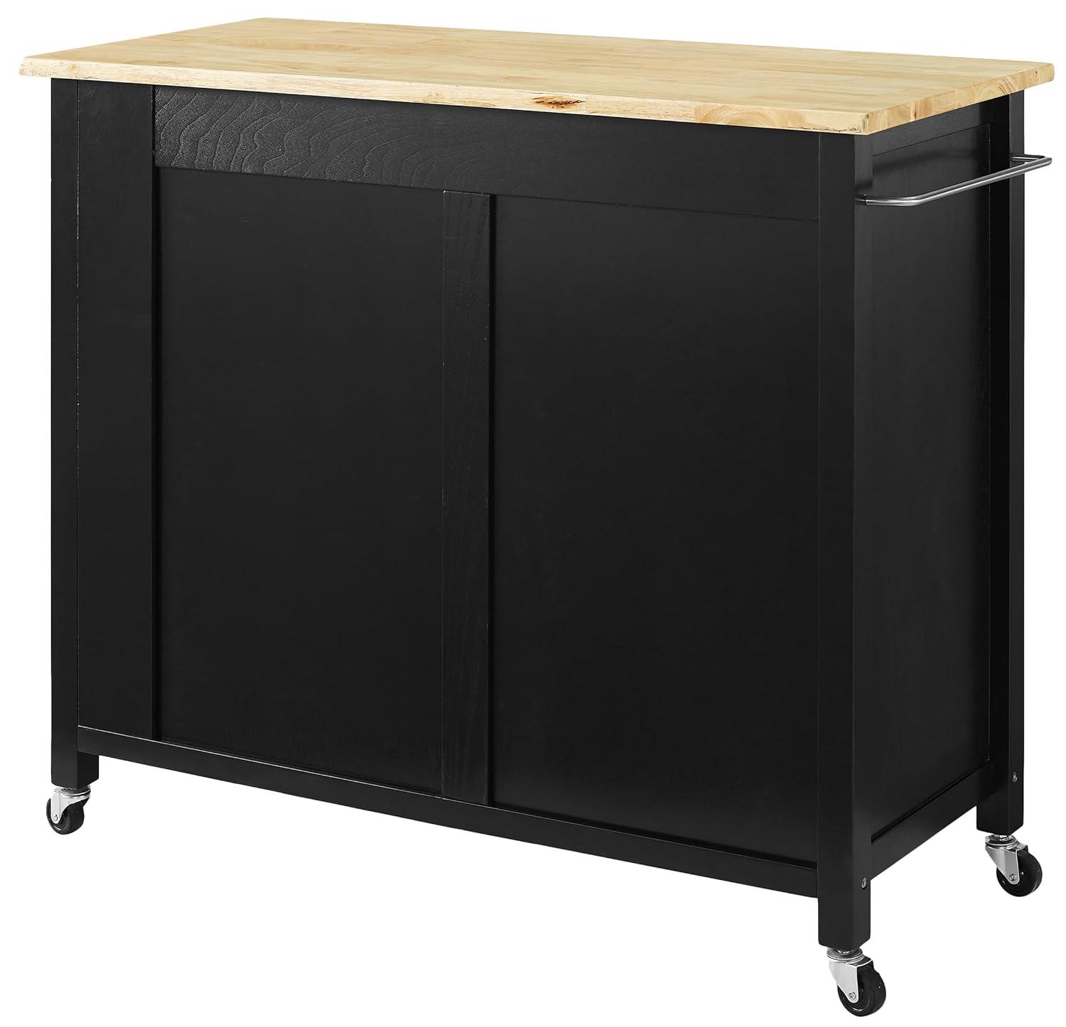 Crosley Savannah Wood Top Kitchen Island Cart in Black