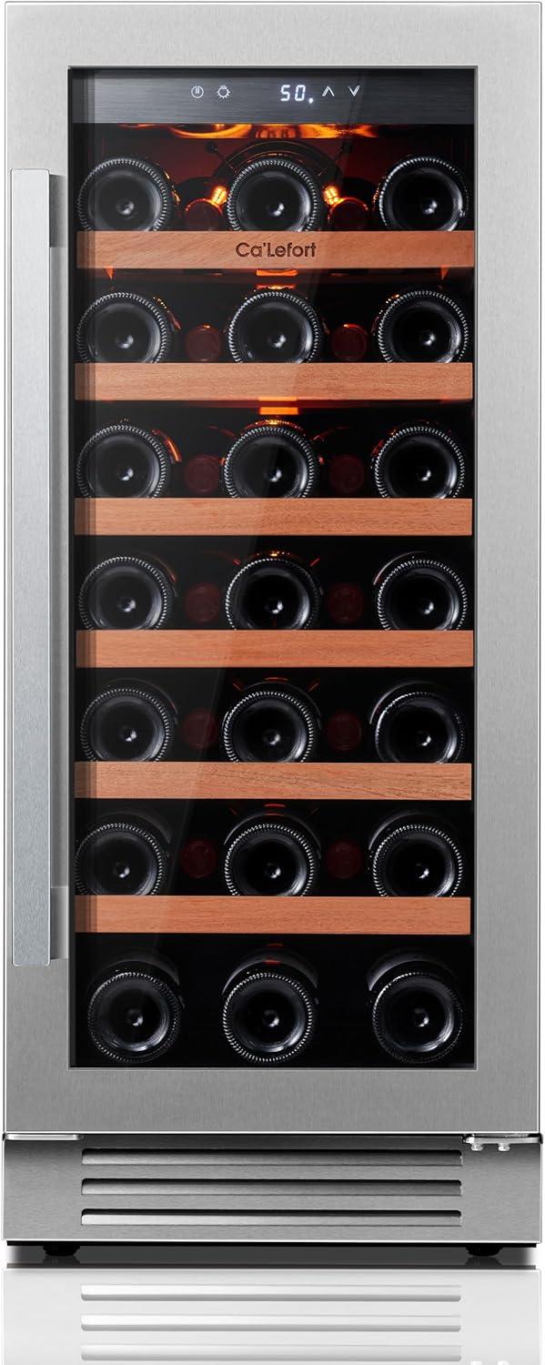 Ca'Lefort 15inch Wine Cooler Refrigerator,33 Bottle Wine Fridge Single Zone with Stainless Steel Reversible Tempered Glass Door