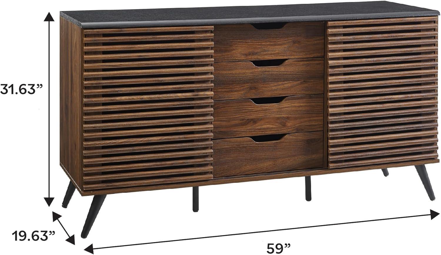 Walker Edison Havana 59" Engineered Wood Sideboard in Ebony/Dark Walnut