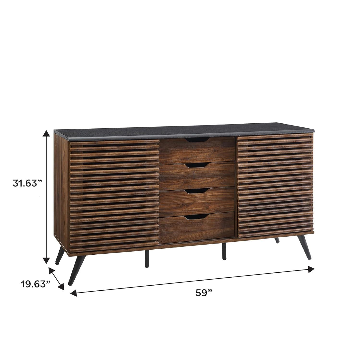 Walker Edison Havana 59" Engineered Wood Sideboard in Ebony/Dark Walnut