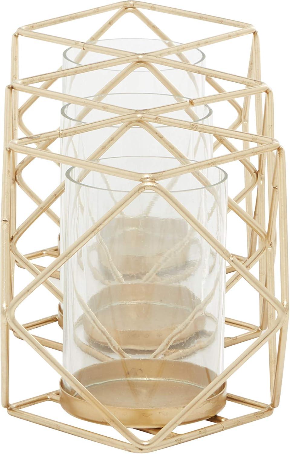 22" x 6" Round Glass Pillar Candle Holder Black - Olivia & May: Elegant Mantel Decor, 5-Unit Tray