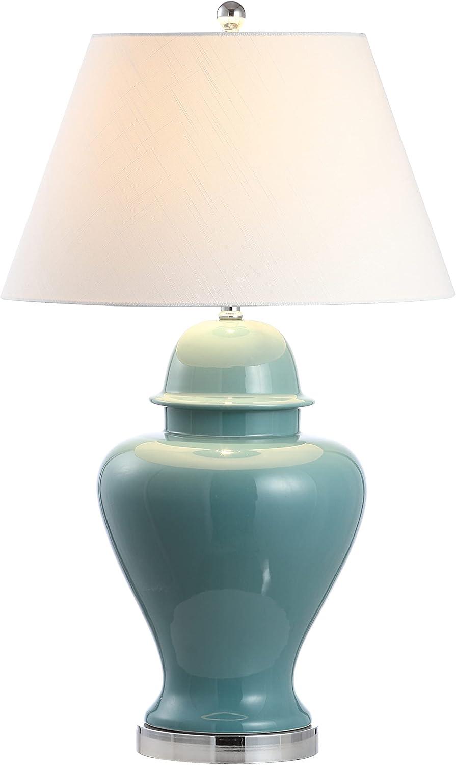 33" Ceramic/Iron LED Table Lamp, Empire Shade, Brass Fittings - JONATHAN Y