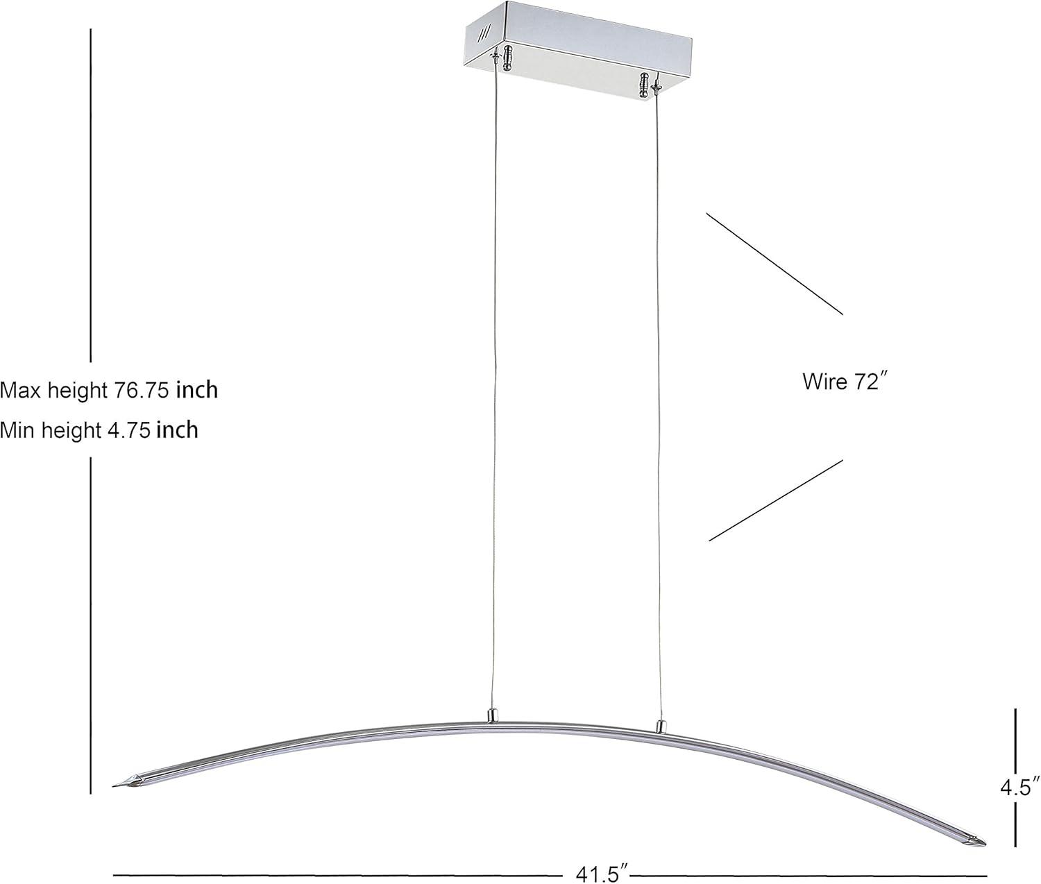 41.5" Chrome Adjustable LED Linear Pendant Light