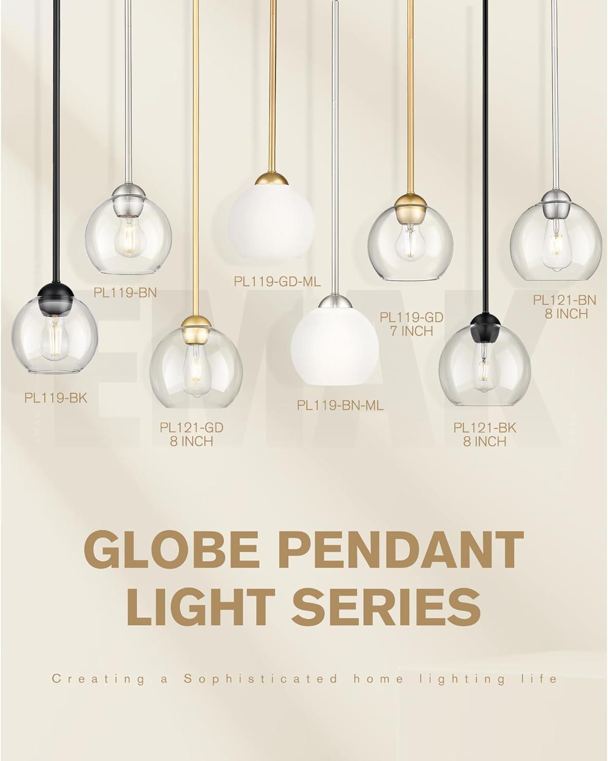 Bleecker 7.75" Metal/Glass Globe LED Pendant, White/Brass