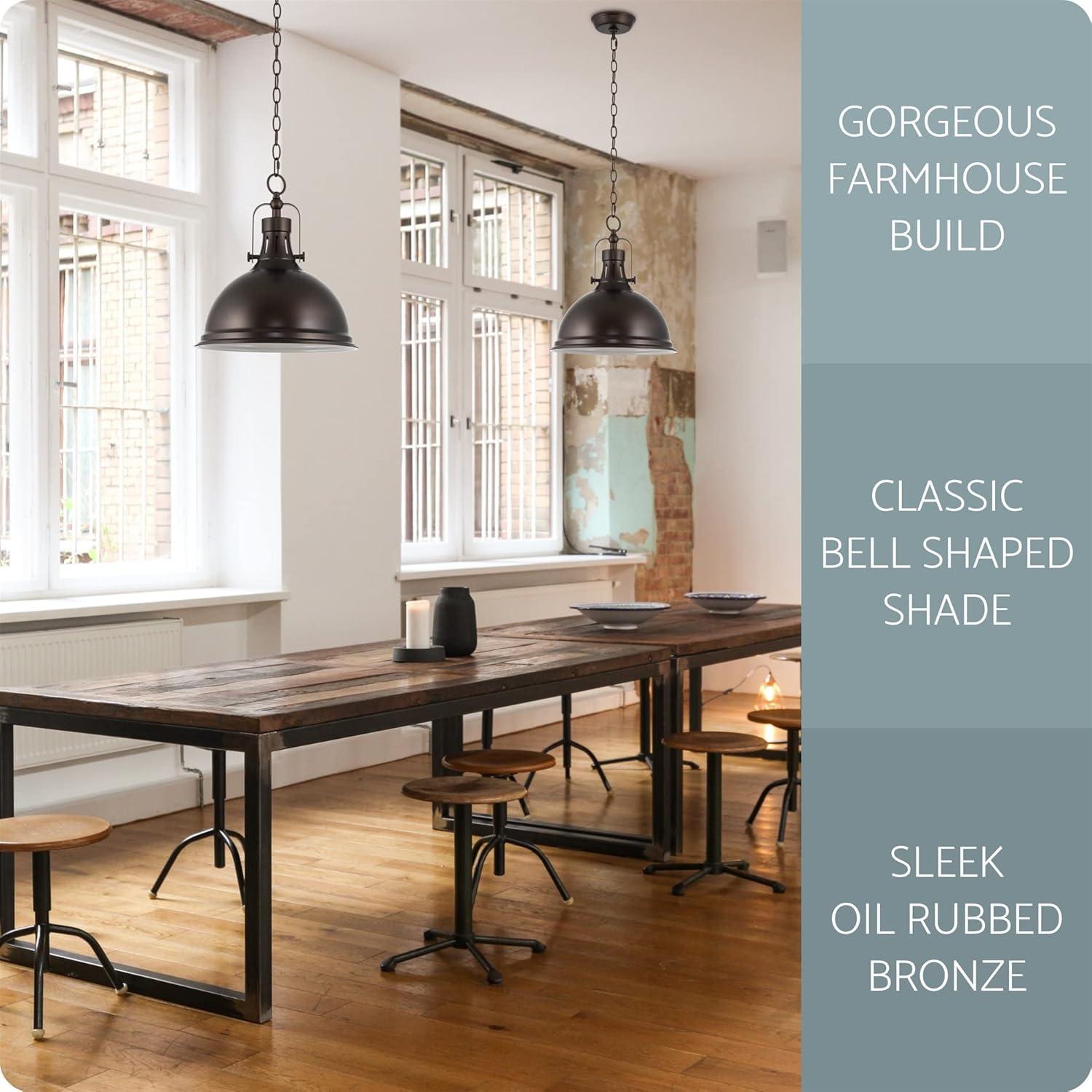 Kira Home Belle 14" Modern Industrial Pendant Light, Adjustable Hanging Height, Oil Rubbed Bronze Finish