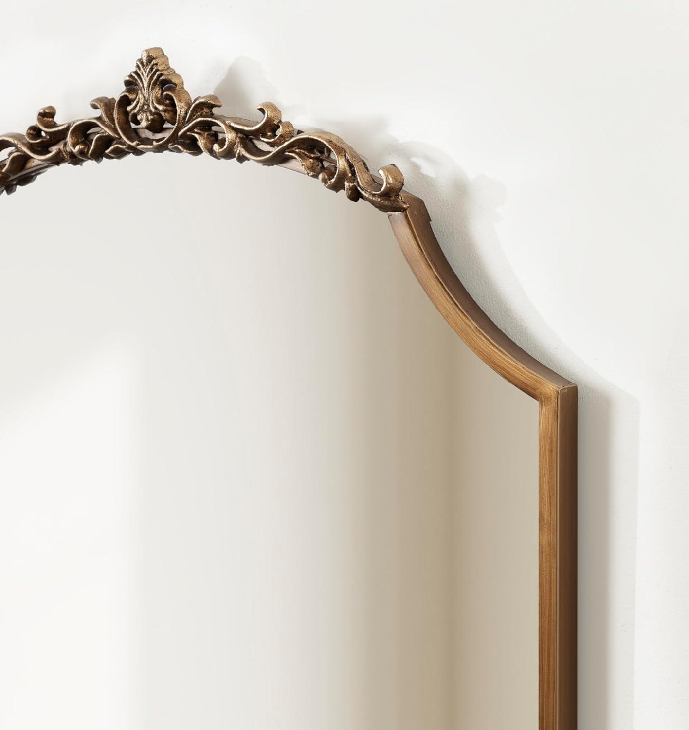 Kate & Laurel All Things Decor 24"x36" Arendahl Traditional Scallop Mirror Gold: Baroque-Inspired, No Assembly Required, Wall Mount