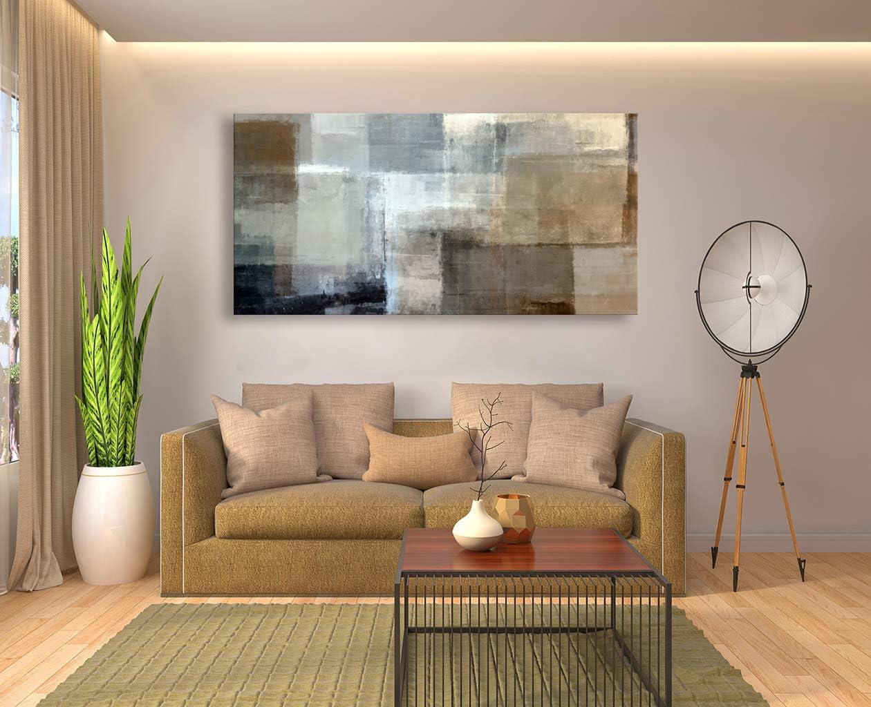 Baisuart Canvas Prints Abstract Wall Art Print Paintings Grey and Brown Stretched Canvas Wooden Framed for living Room Bedroom and Office Home Decor Artwork XLarge 24x48inch