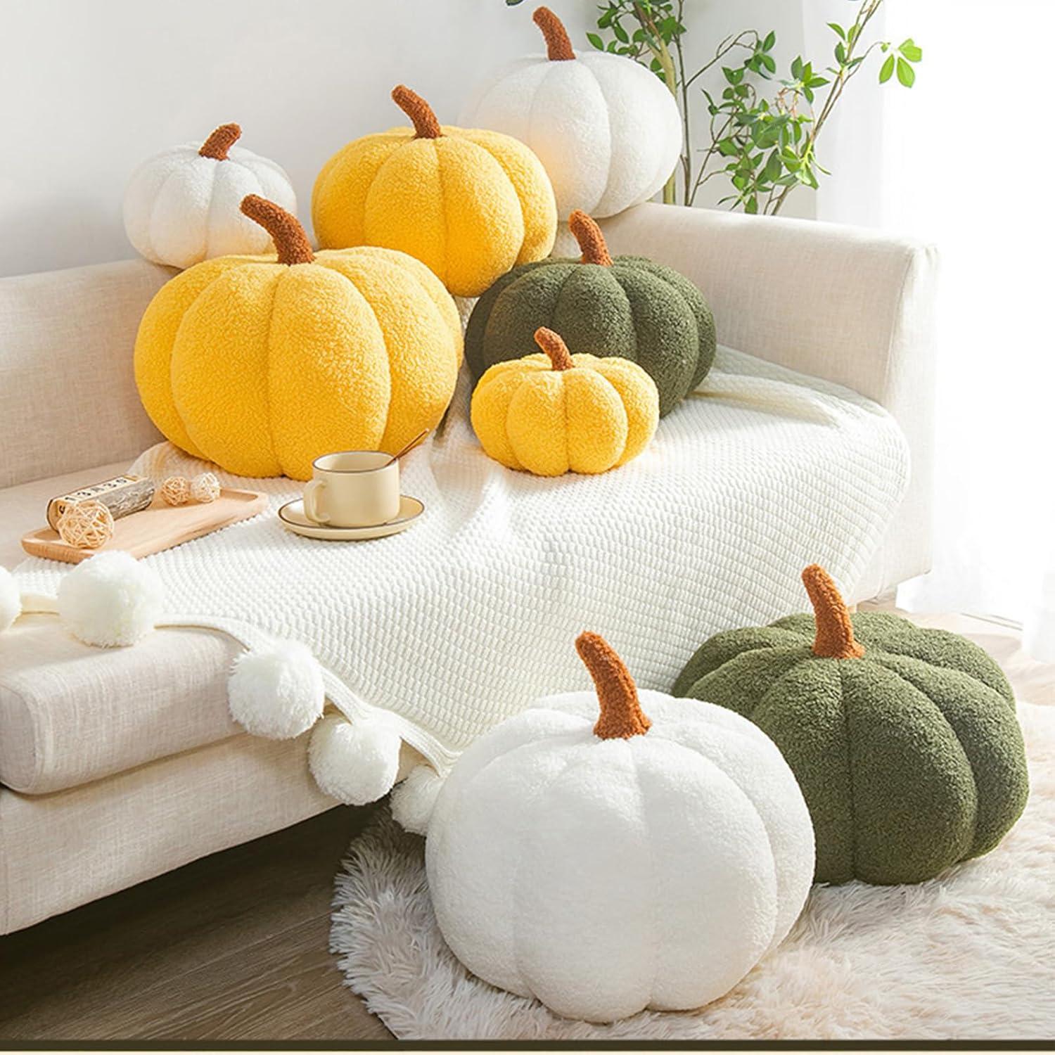 Huahua Stuffed Pumpkin Fluffy Pumpkin Plush Toy Thanksgiving Halloween Pumpkins Decorative Couch Throw Pillow Pumpkin Toys Gift for Kids Toddlers Babies (8 Inch)