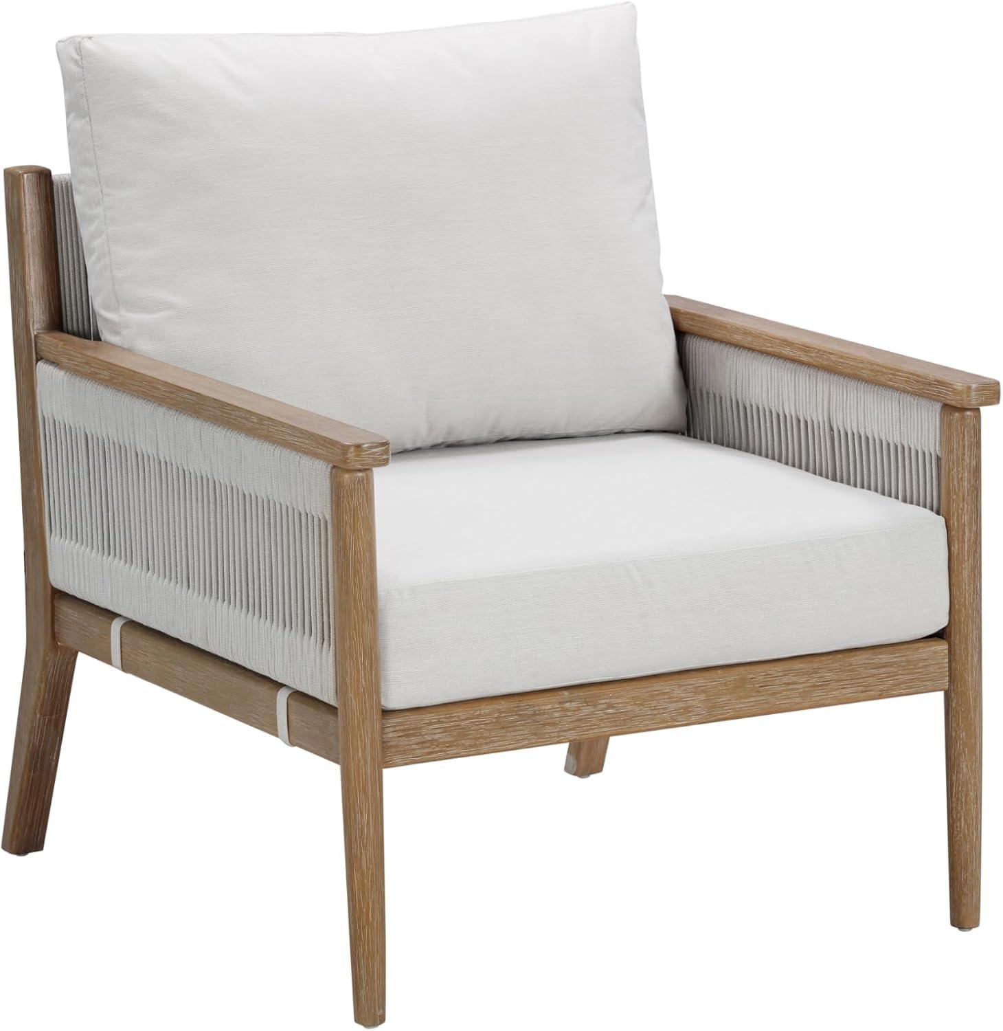 Kayden Light Brown Acacia Wood Outdoor Loveseat with Gray Cushions