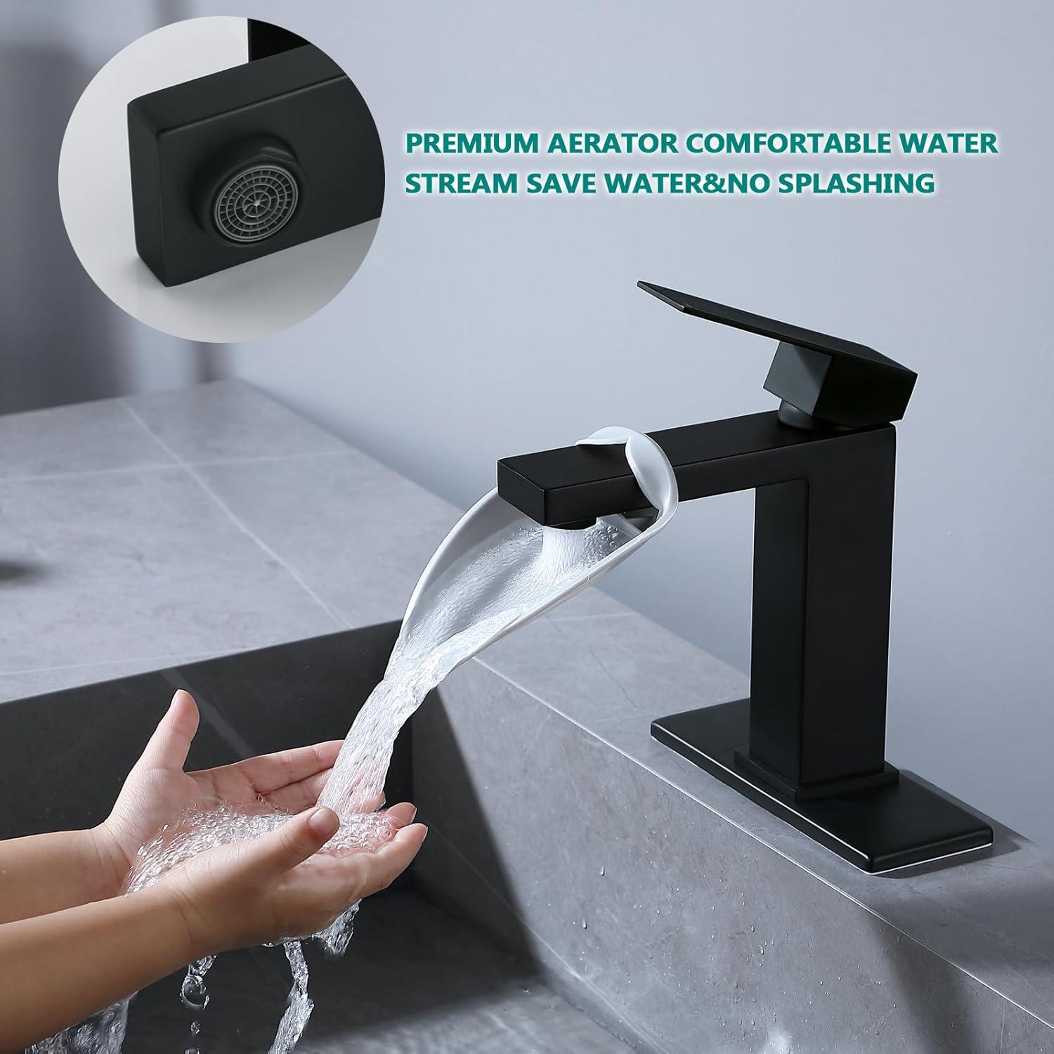 Matte Black Stainless Steel Single Handle Bathroom Faucet