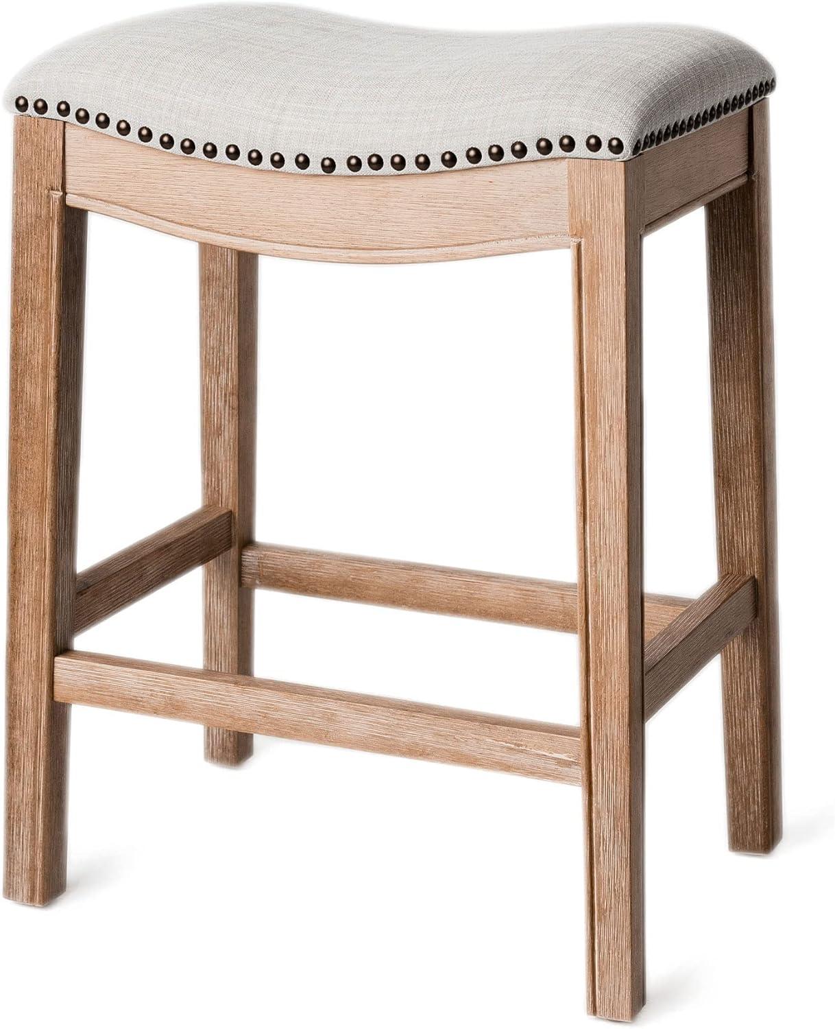 Maven Lane Adrien Upholstered Backless Saddle Kitchen Stool, Set of 3