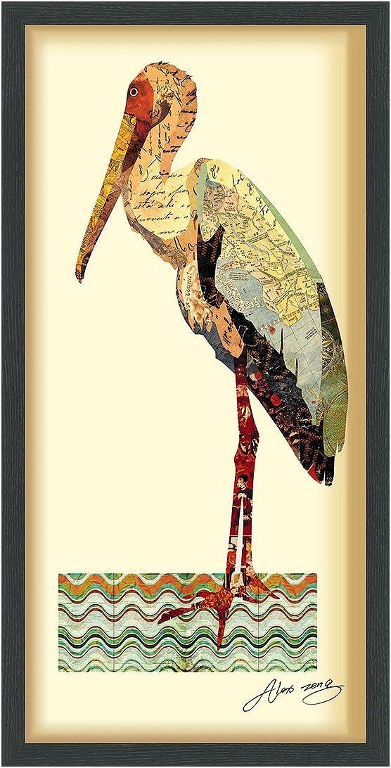 Empire Art Direct Crane Dimensional Collage Framed Graphic Art Under Glass Wall Art, 17" x 33" x 1.4", Ready to Hang