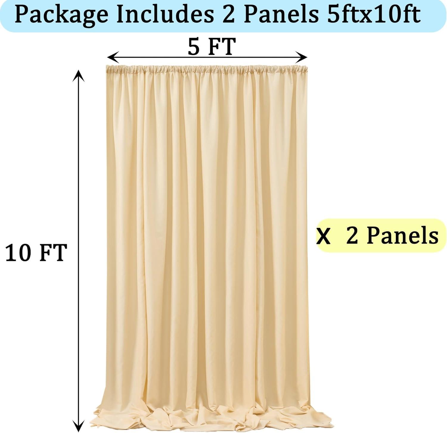 10ft x 10ft Champagne Polyester Backdrop Curtains for Events